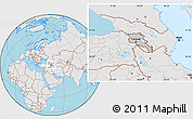 Gray Location Map of Armenia, lighten, semi-desaturated, land only