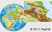 Gray Location Map of Armenia, physical outside