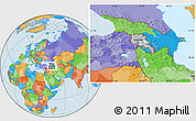 Gray Location Map of Armenia, political outside, hill shading