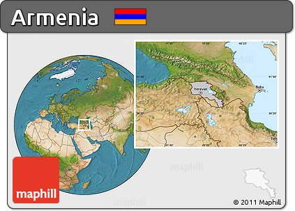Gray Location Map of Armenia, satellite outside