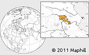 Political Location Map of Armenia, blank outside