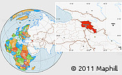 Political Location Map of Armenia, highlighted continent