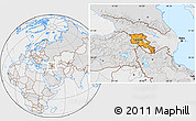 Political Location Map of Armenia, lighten, desaturated