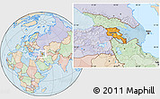 Political Location Map of Armenia, lighten, land only