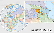 Political Location Map of Armenia, lighten