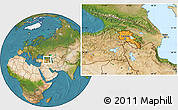 Political Location Map of Armenia, satellite outside