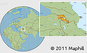Political Location Map of Armenia, savanna style outside