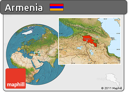 Satellite Location Map of Armenia