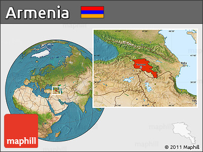 Satellite Location Map of Armenia