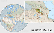 Satellite Location Map of Armenia, lighten