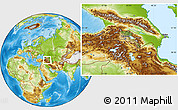 Satellite Location Map of Armenia, physical outside