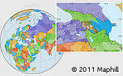 Satellite Location Map of Armenia, political outside