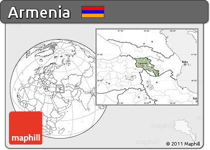 Savanna Style Location Map of Armenia, blank outside, hill shading inside