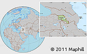 Savanna Style Location Map of Armenia, gray outside