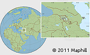 Savanna Style Location Map of Armenia, hill shading inside