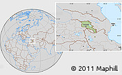 Savanna Style Location Map of Armenia, lighten, desaturated