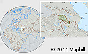Savanna Style Location Map of Armenia, lighten, semi-desaturated, hill shading