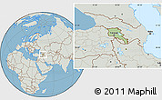 Savanna Style Location Map of Armenia, lighten, semi-desaturated, land only