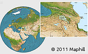 Savanna Style Location Map of Armenia, satellite outside, hill shading