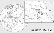Shaded Relief Location Map of Armenia, blank outside