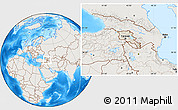 Shaded Relief Location Map of Armenia, lighten, land only
