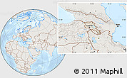 Shaded Relief Location Map of Armenia, lighten