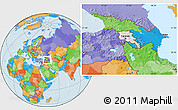 Shaded Relief Location Map of Armenia, political outside