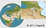 Shaded Relief Location Map of Armenia, satellite outside