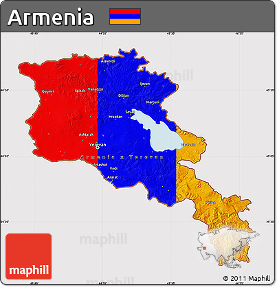 Flag Map of Armenia, flag rotated