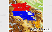 Flag Map of Armenia, physical outside, flag centered