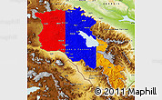 Flag Map of Armenia, physical outside, flag aligned to the middle