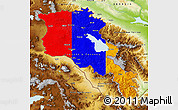 Flag Map of Armenia, physical outside, flag rotated