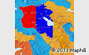 Flag Map of Armenia, political outside, flag rotated