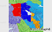 Flag Map of Armenia, political shades outside, flag aligned to the middle