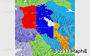 Flag Map of Armenia, political shades outside, flag rotated