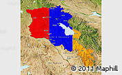 Flag Map of Armenia, satellite outside, flag rotated