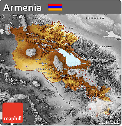 Physical Map of Armenia, desaturated