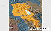 Political Map of Armenia, darken, semi-desaturated