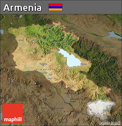 Satellite Map of Armenia, darken