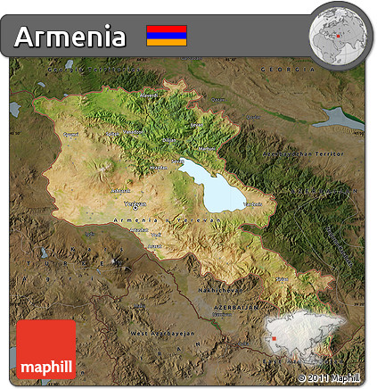 Satellite Map of Armenia, darken