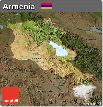Satellite Map of Armenia, darken