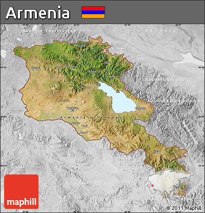 Satellite Map of Armenia, lighten, desaturated