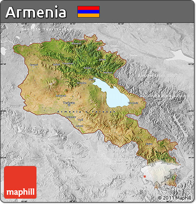 Satellite Map of Armenia, lighten, desaturated