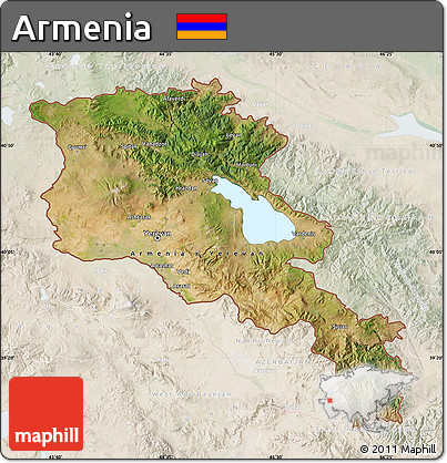 Satellite Map of Armenia, lighten