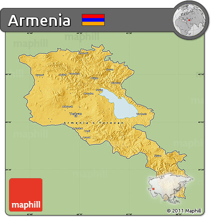 Savanna Style Map of Armenia, single color outside