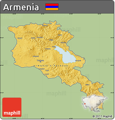Savanna Style Map of Armenia, single color outside