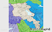 Shaded Relief Map of Armenia, political shades outside