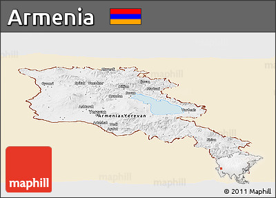 Classic Style Panoramic Map of Armenia, single color outside