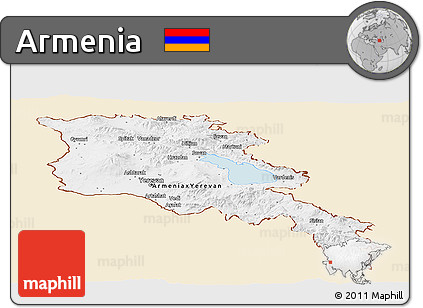 Classic Style Panoramic Map of Armenia, single color outside