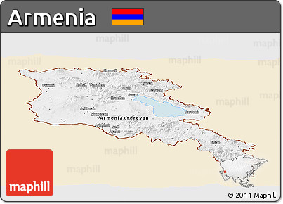 Classic Style Panoramic Map of Armenia, single color outside